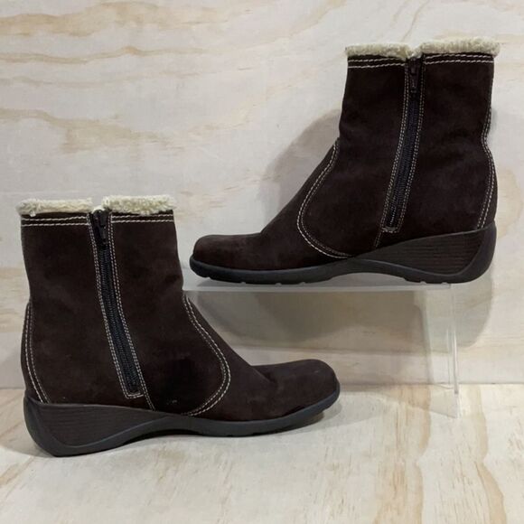 Naturalizer Arnen Brown Cream Winter Suede Boots Faux Fur Lining Women 7.5 - Picture 1 of 10